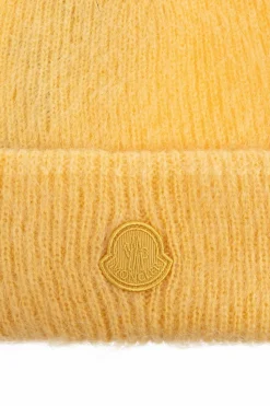 Moncler ŻÓŁTY Czapka z naszywką z logo