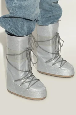 Moon Boot SREBRNY Śniegowce `Icon Glitter`