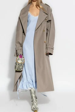Moschino beżowy Trencz z kieszeniami