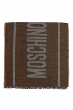 Moschino BRĄZOWY Szal z logo