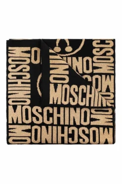 Moschino CZARNY Szal z logo