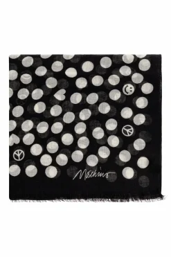 Moschino CZARNY Szal ze wzorem w grochy