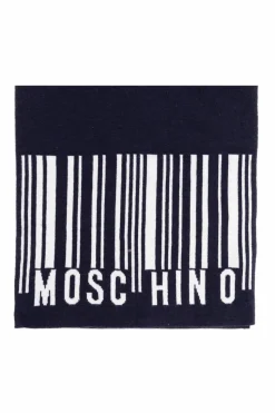 Moschino GRANATOWY Szal z logo
