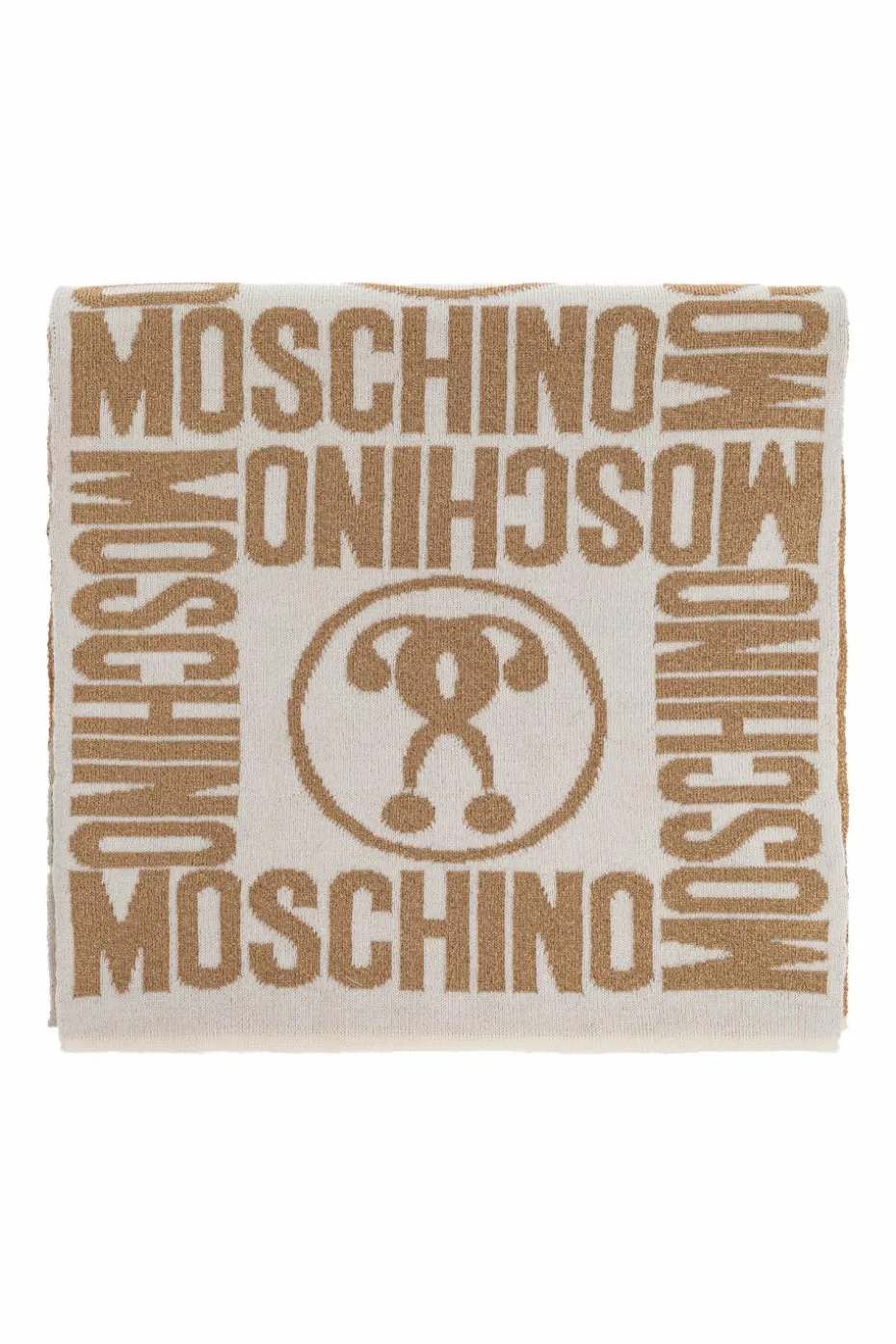 Moschino kremowy Szal z lureksową nicią