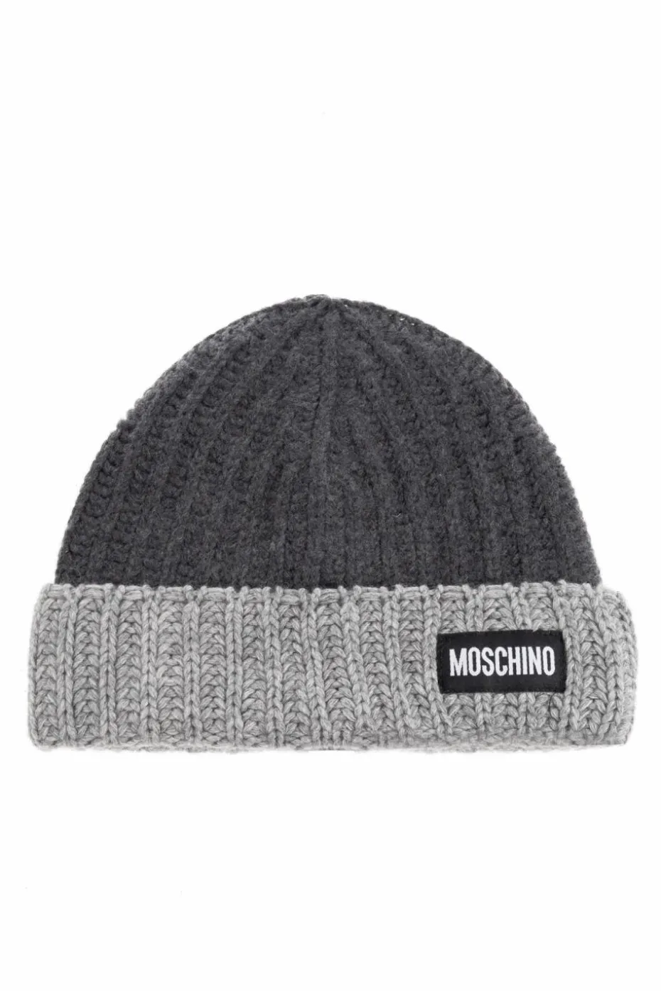 Moschino SZARY Czapka z naszywką z logo