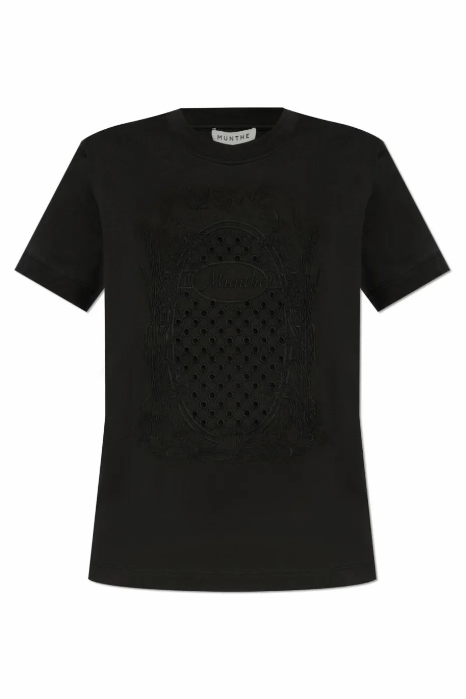 Munthe CZARNY T-shirt z logo ‘Fenella’