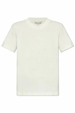 Munthe kremowy T-shirt z logo ‘Fenella’
