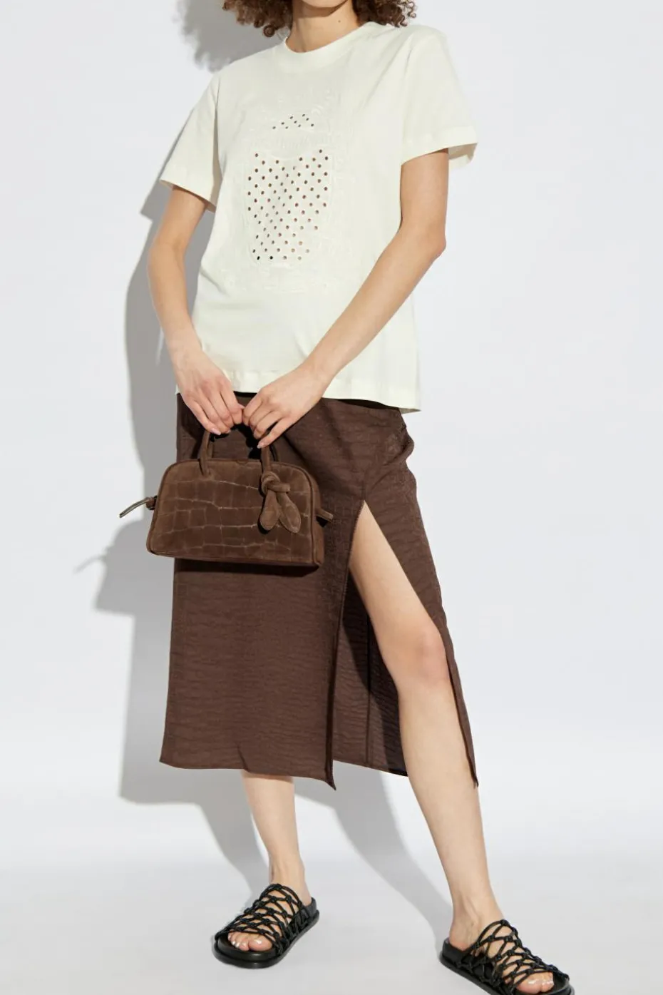 Munthe kremowy T-shirt z logo ‘Fenella’