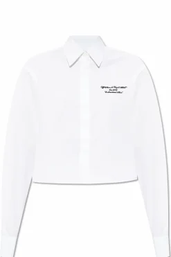 Off-White BIAŁY Krótka koszula z wyszytym logo