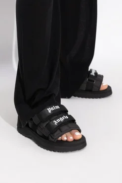 Palm Angels CZARNY Klapki z logo