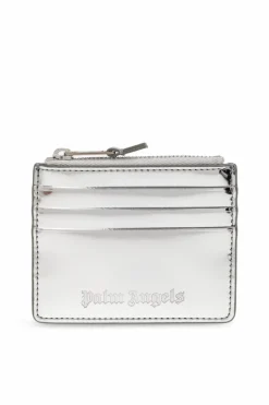 Palm Angels SREBRNY Etui na karty z eco skóry