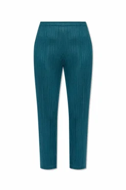 Pleats Please Issey Miyake ZIELONY Plisowane spodnie