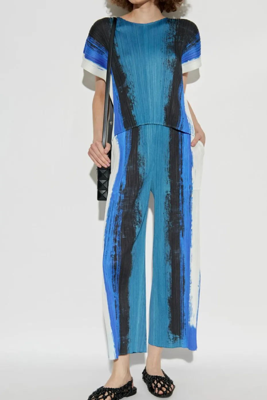 Pleats Please Issey Miyake NIEBIESKI Plisowany top