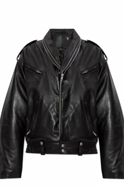 R13 CZARNY Skórzana kurtka