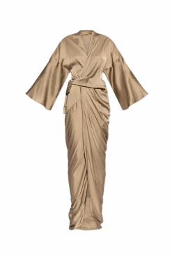 Rick Owens beżowy Sukienka `Wrap Gown`
