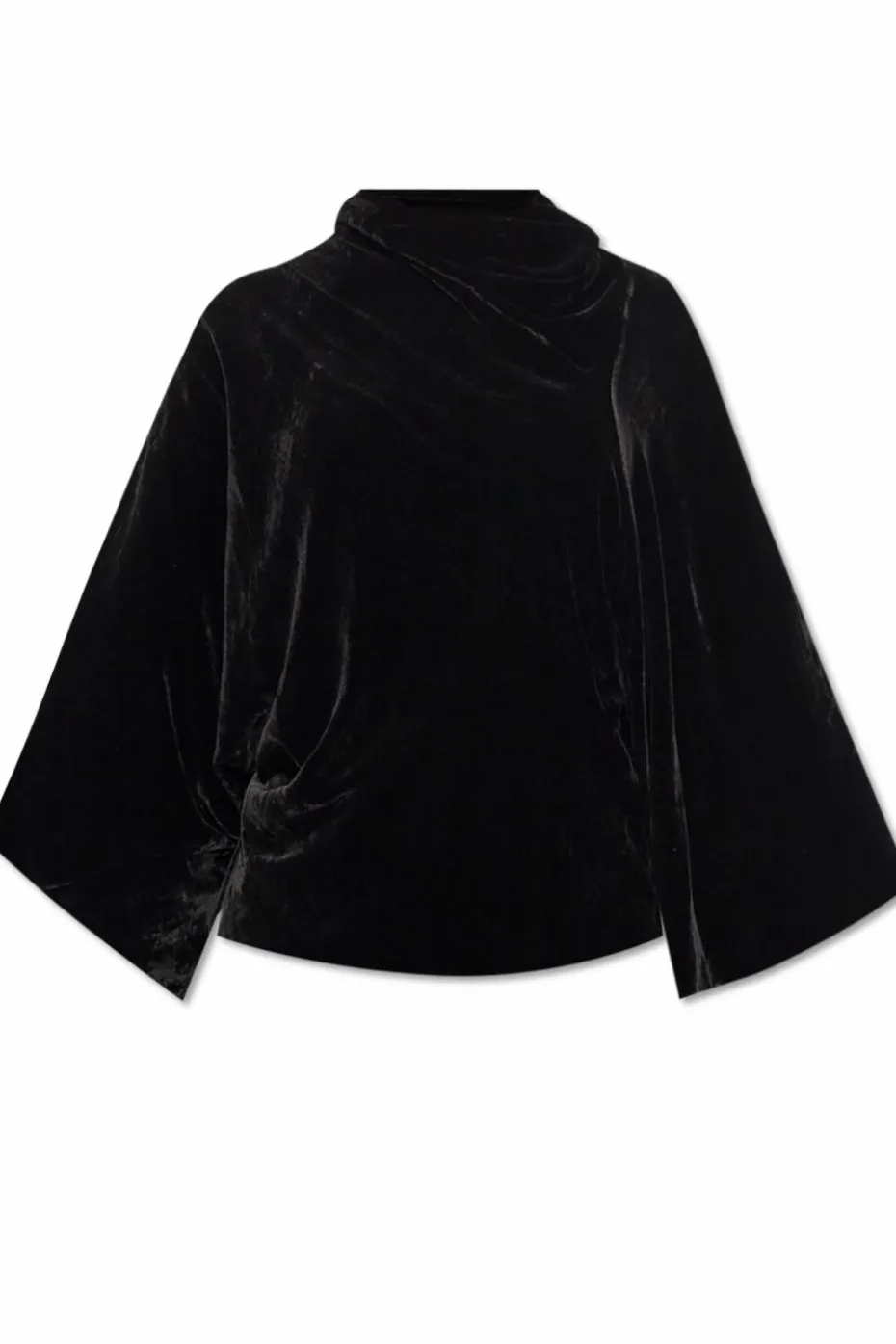 Rick Owens CZARNY Aksamitny top z dekoracyjnym dekoltem