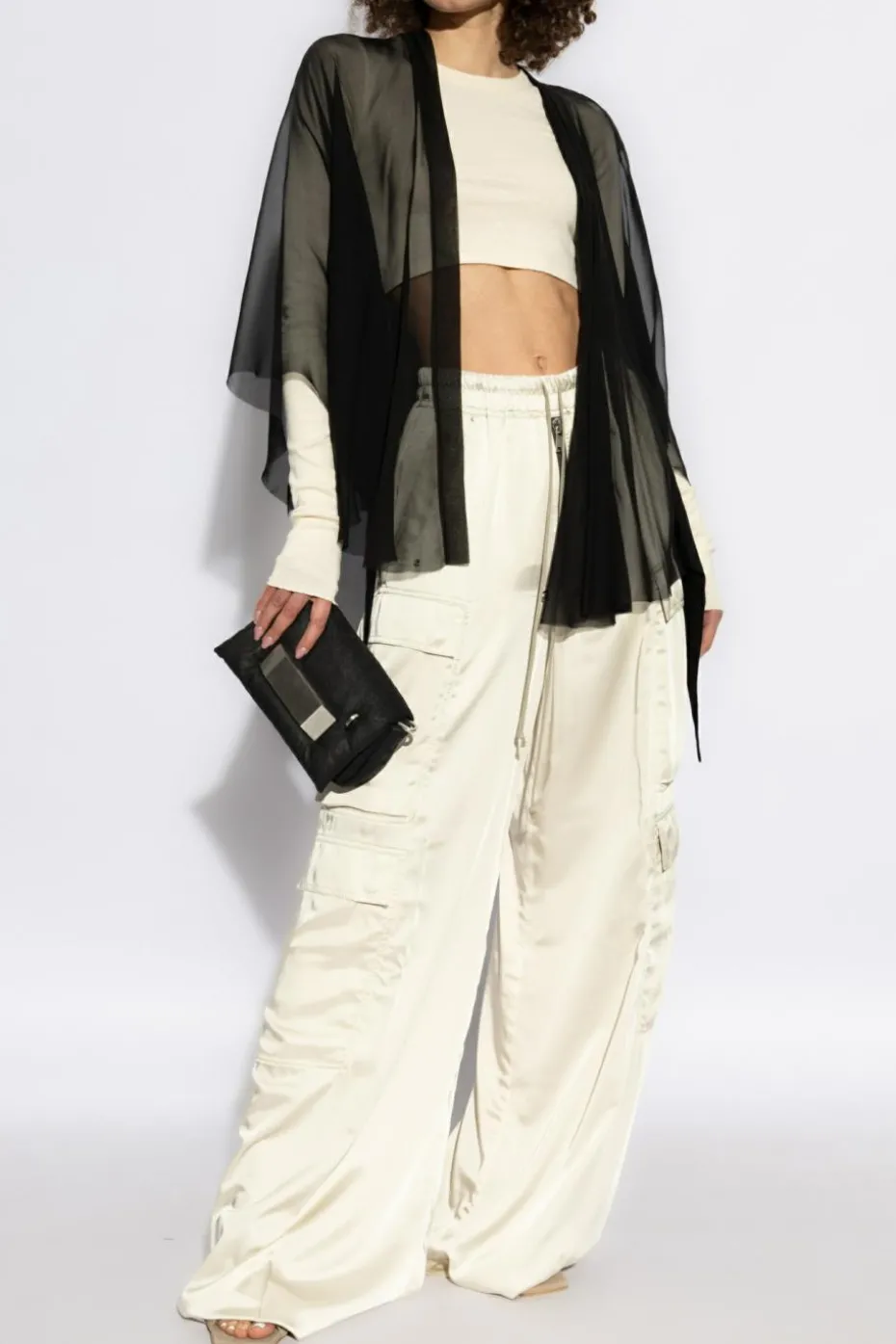 Rick Owens CZARNY Jedwabny top