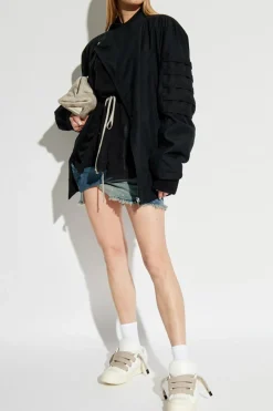 Rick Owens DRKSHDW NIEBIESKI Jeansowa spódnica `Draped Mini`