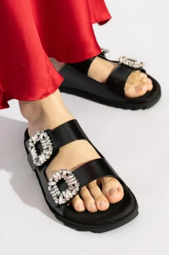 Roger Vivier CZARNY Klapki ‘Slidy Viv’