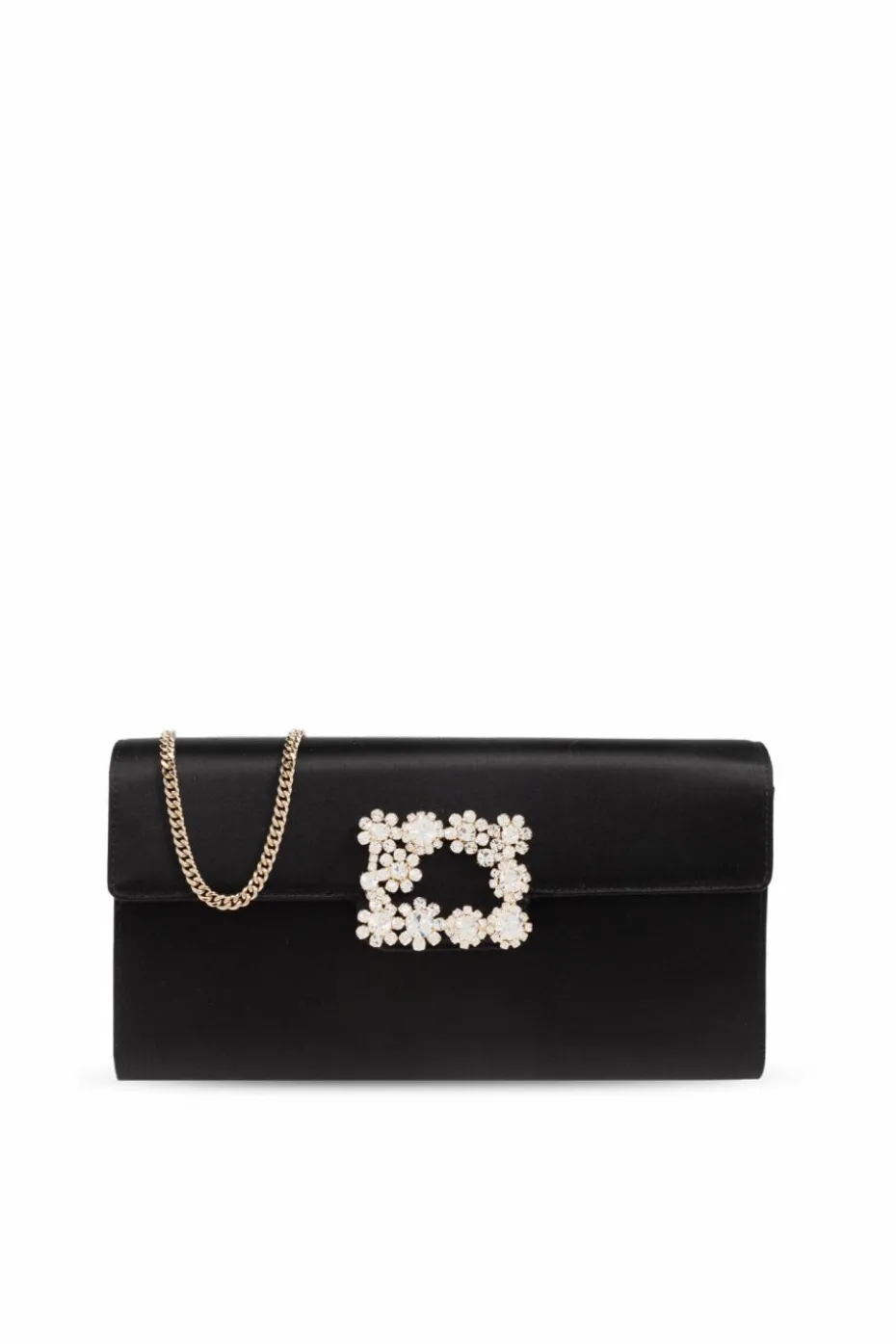Roger Vivier CZARNY Satynowa kopertówka ‘Efflorescence‘