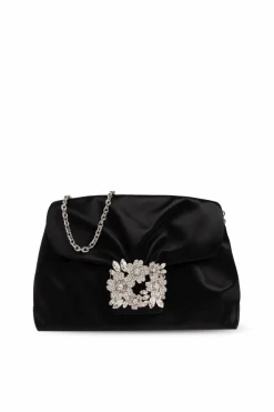 Roger Vivier CZARNY Satynowa kopertówka ‘Efflorescence Mini‘