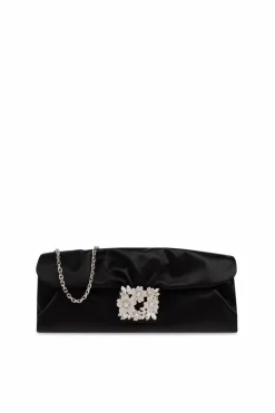 Roger Vivier CZARNY Satynowa kopertówka ‘Efflorescence‘
