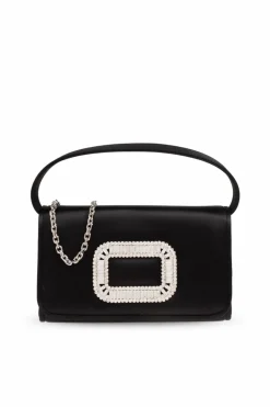 Roger Vivier CZARNY Satynowa torba do ręki ‘Pilgrim Micro’