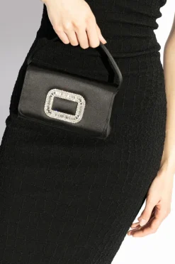 Roger Vivier CZARNY Satynowa torba do ręki ‘Pilgrim Micro’