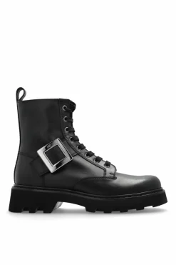 Roger Vivier CZARNY Skórzane buty `Viv` Rangers`