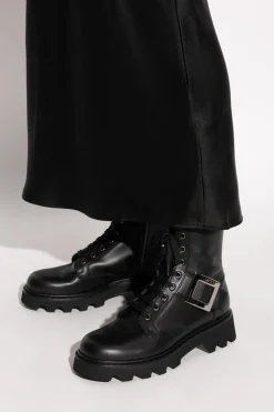 Roger Vivier CZARNY Skórzane buty `Viv` Rangers`