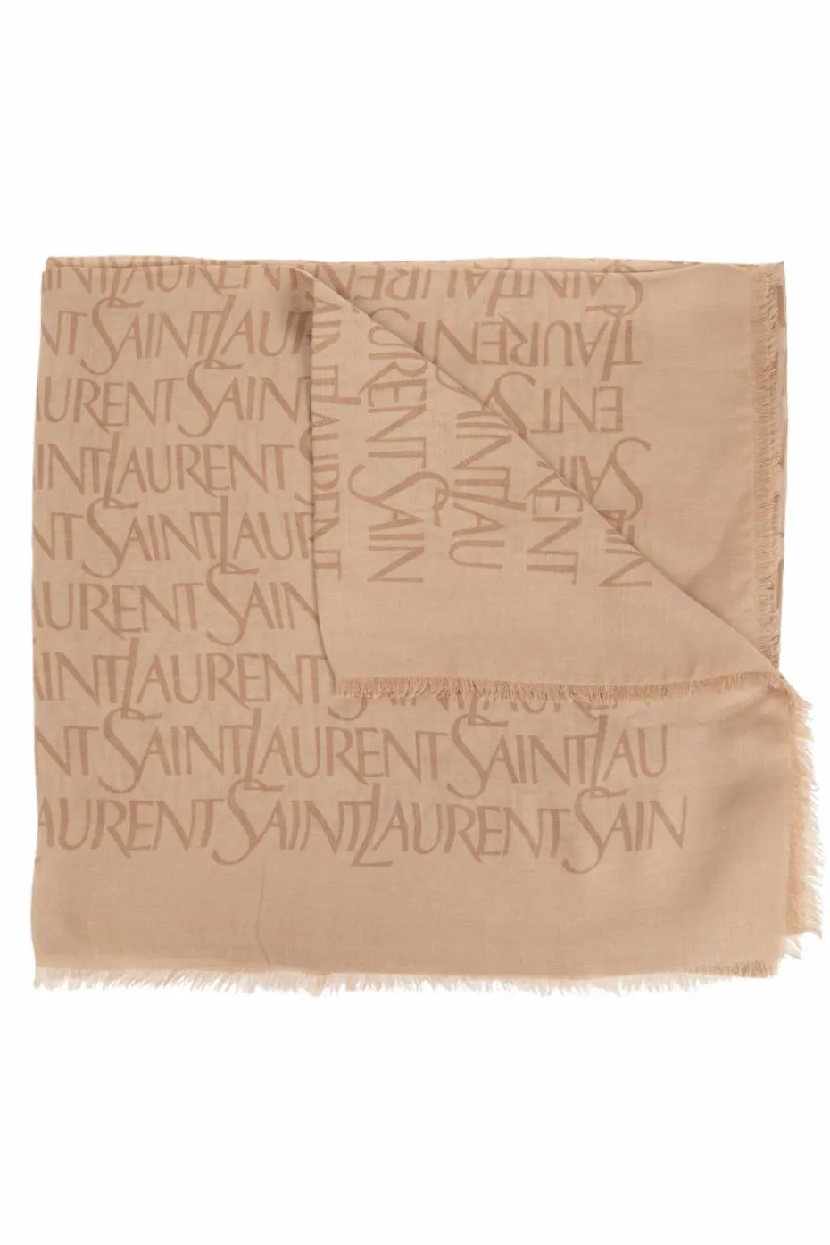 Saint Laurent beżowy Chusta z monogramem