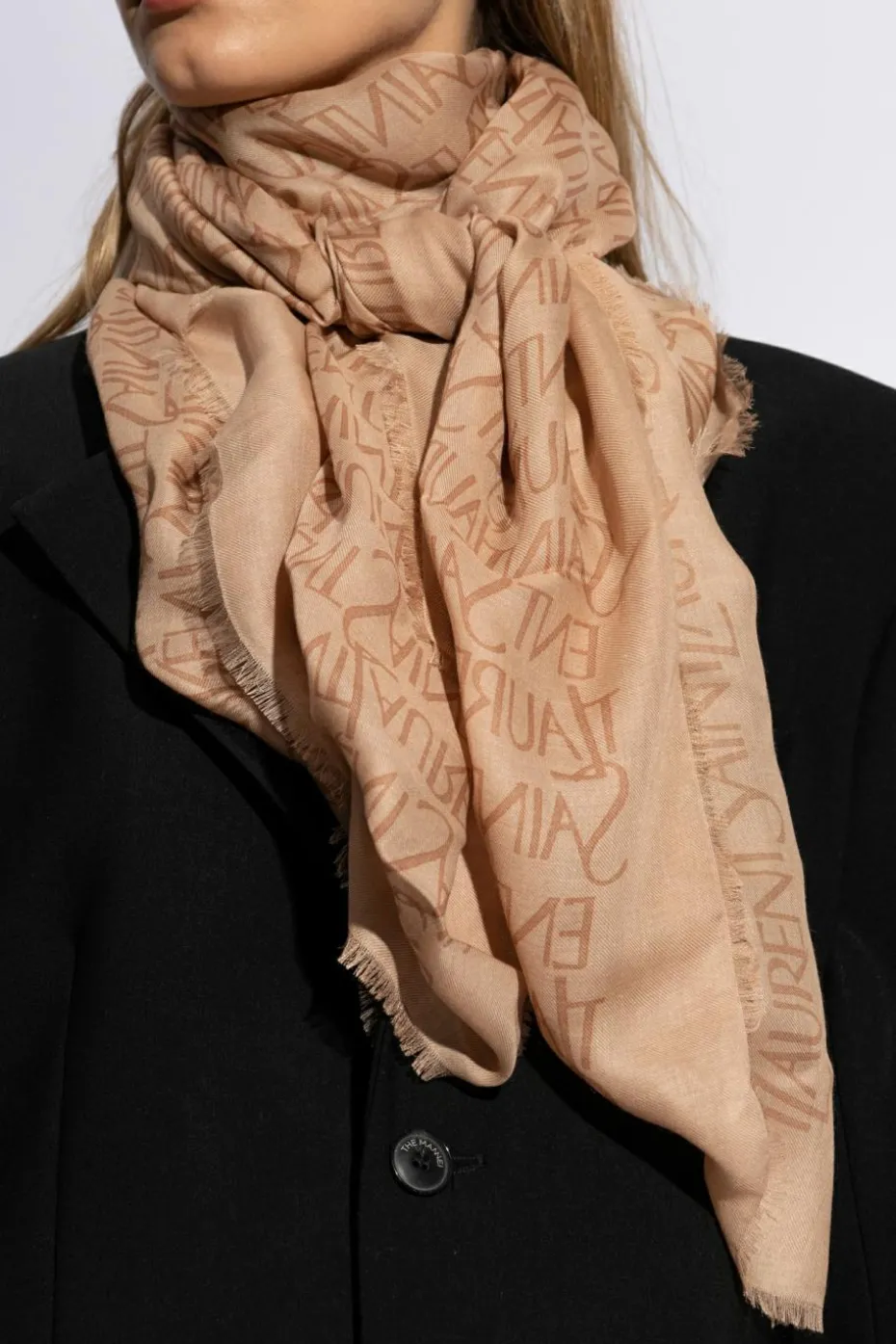 Saint Laurent beżowy Chusta z monogramem