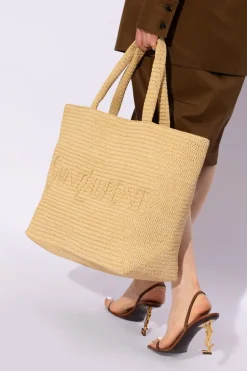 Saint Laurent beżowy Torba typu ‘shopper’ z logo