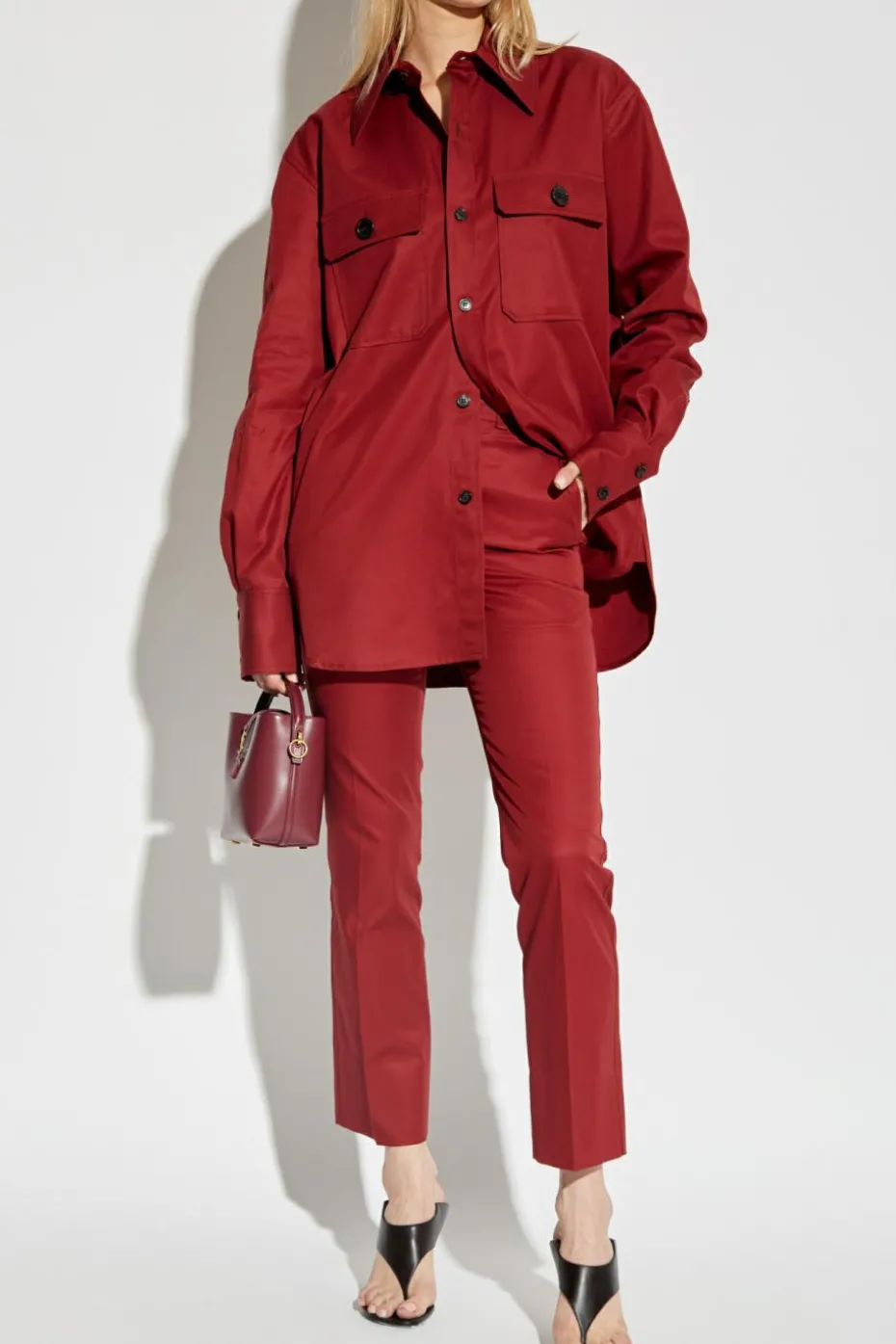Saint Laurent BORDO Bawełniana koszula z kieszeniami