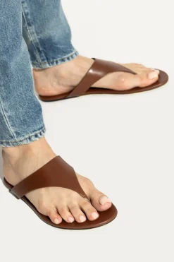 Saint Laurent BRĄZOWY Klapki z logo