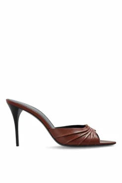 Saint Laurent BRĄZOWY Klapki na obcasie `Babylone`