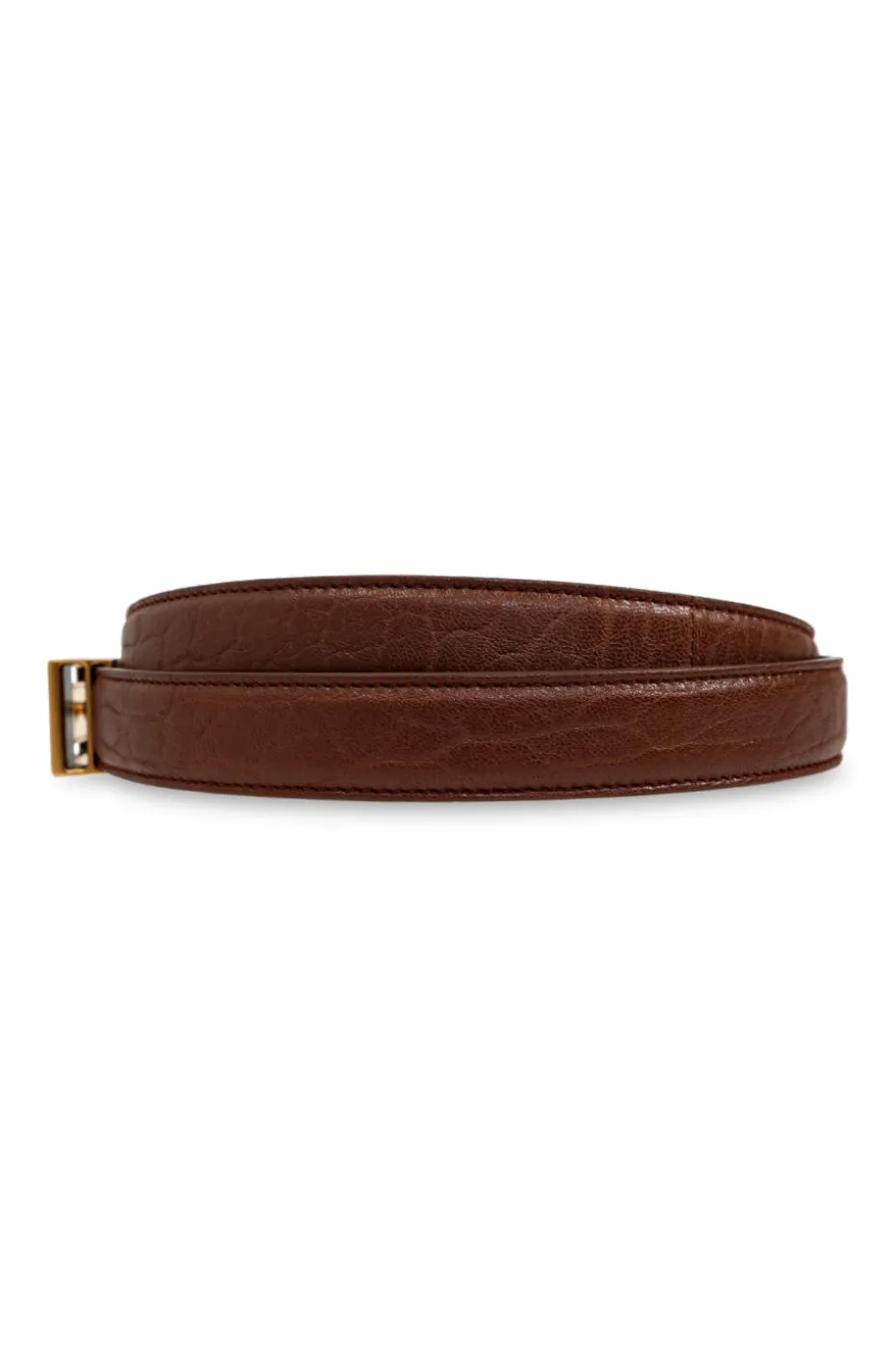 Saint Laurent BRĄZOWY Skórzany pasek
