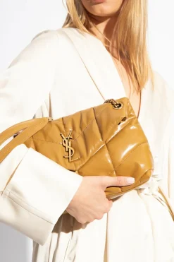 Saint Laurent BRĄZOWY Torba na ramię ‘Puffer Small’