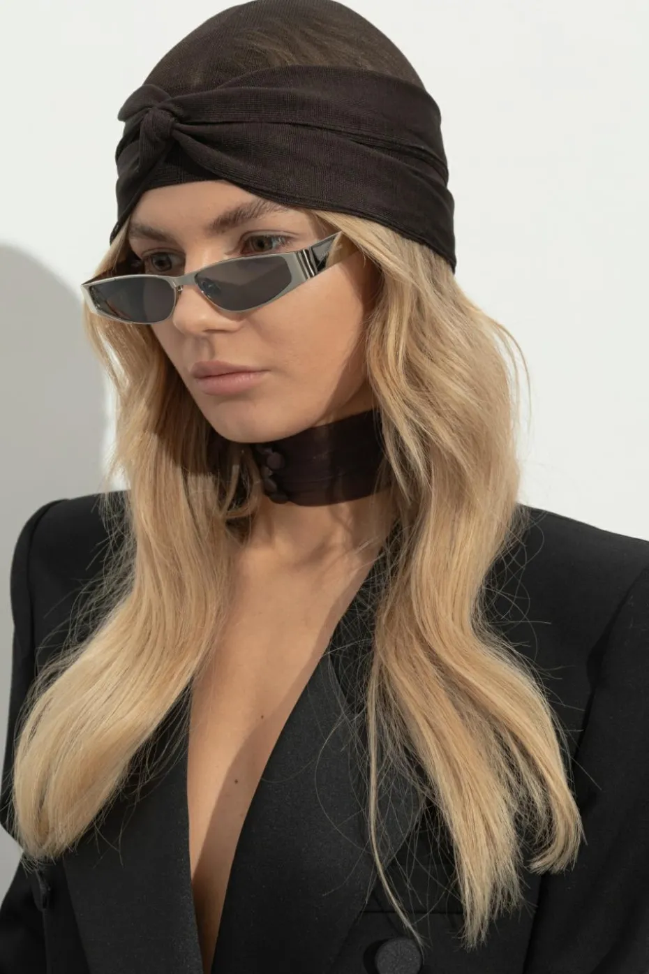 Saint Laurent BRĄZOWY Zestaw: czapka, opaska na głowę oraz choker