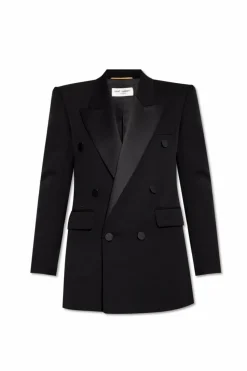 Saint Laurent CZARNY Dwurzędowa marynarka
