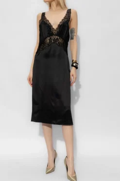 Saint Laurent CZARNY Jedwabna sukienka