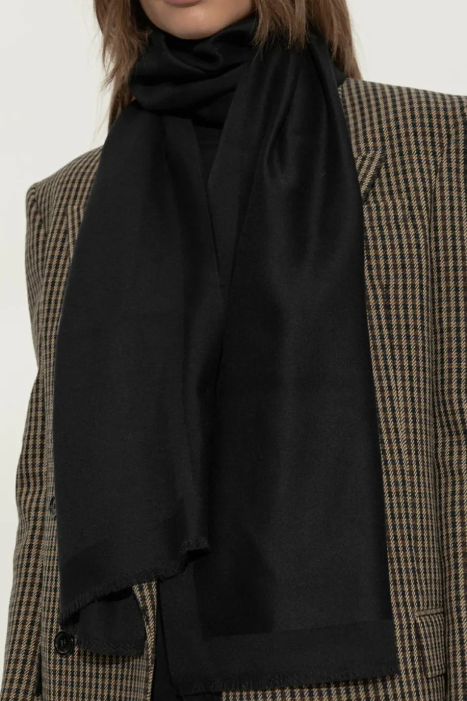 Saint Laurent CZARNY Kaszmirowy szal