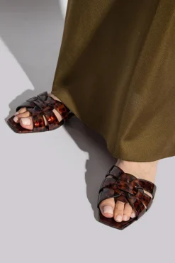 Saint Laurent CZARNY Klapki z motywem zwierzęcym