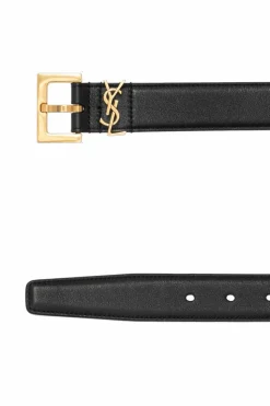 Saint Laurent CZARNY Pasek z logo