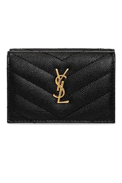 Saint Laurent CZARNY Pikowany portfel