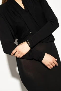Saint Laurent CZARNY Skórzana bransoleta