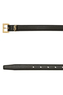 Saint Laurent CZARNY Skórzany pasek z logo