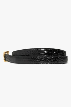 Saint Laurent CZARNY Skórzany pasek z logo