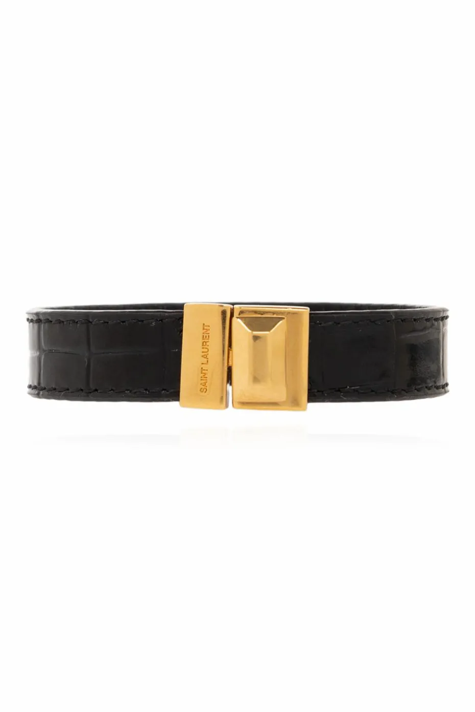Saint Laurent CZARNY Skórzana bransoleta