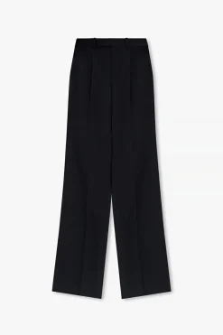Saint Laurent CZARNY Spodnie z szerokimi nogawkami